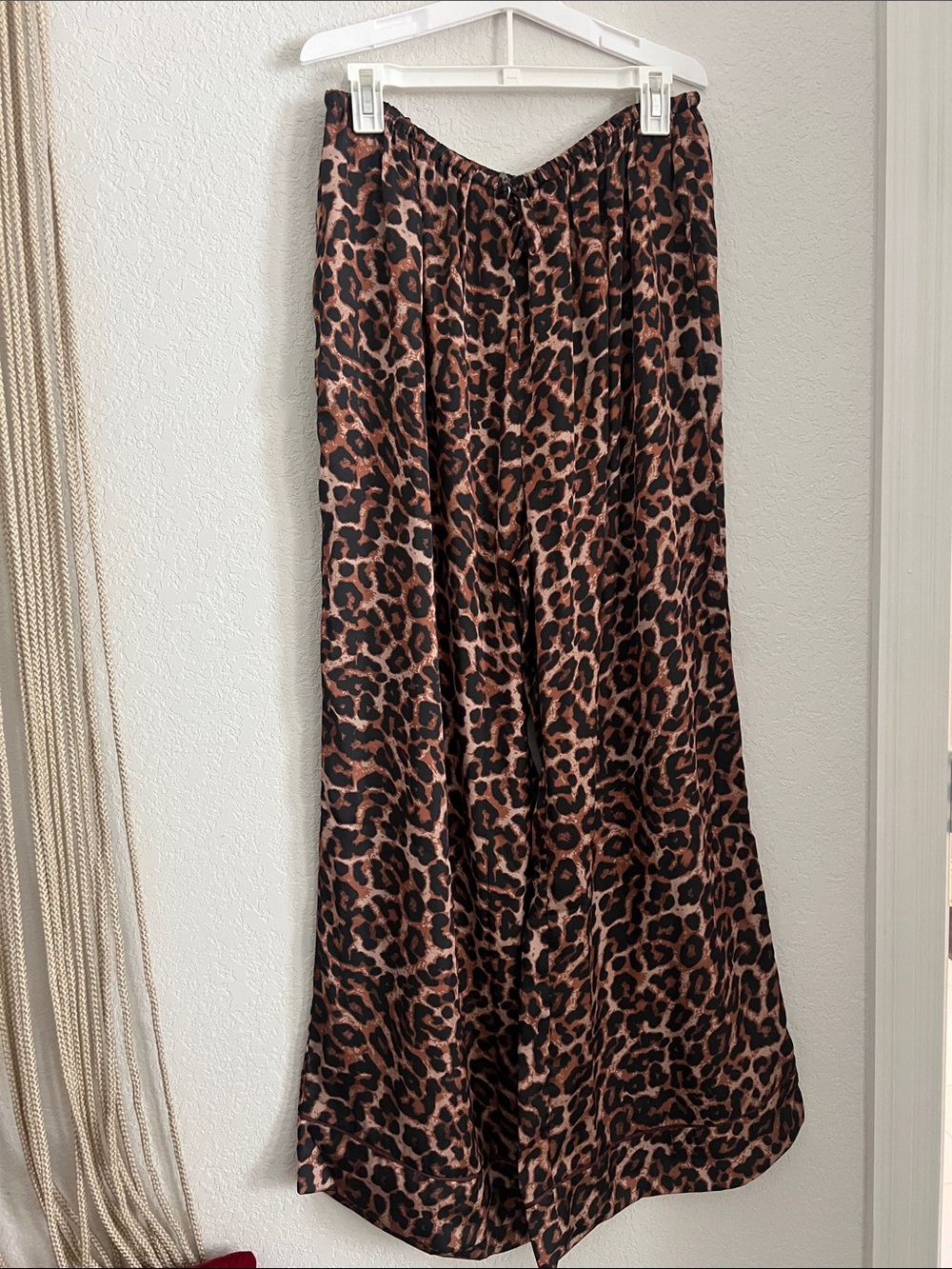 Leopard Print Satin Maxi Skirt in Brown